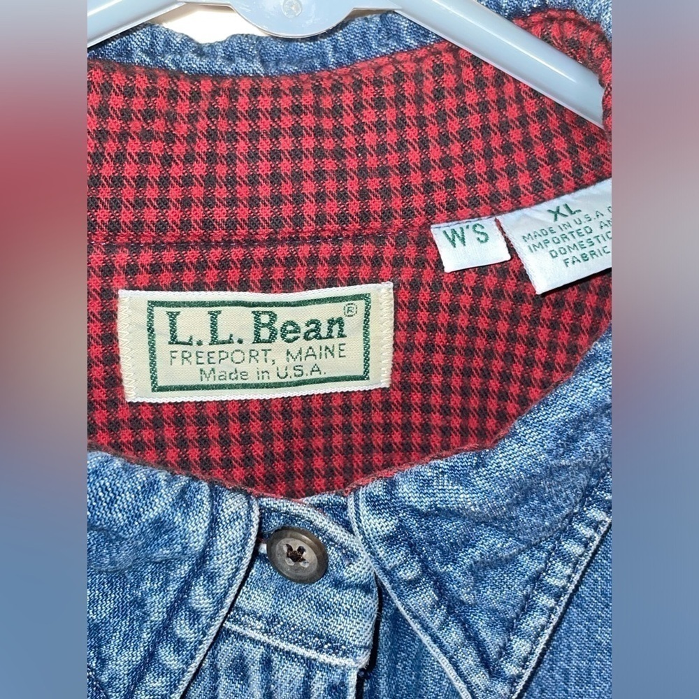 VTG L.L. BEAN Women’s Size X Large Denim Shacket Made in USA Flannel Lined Shirt - Picture 13 of 13